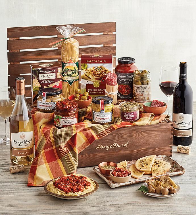 Italian Inspirations Gift Basket with Wine
